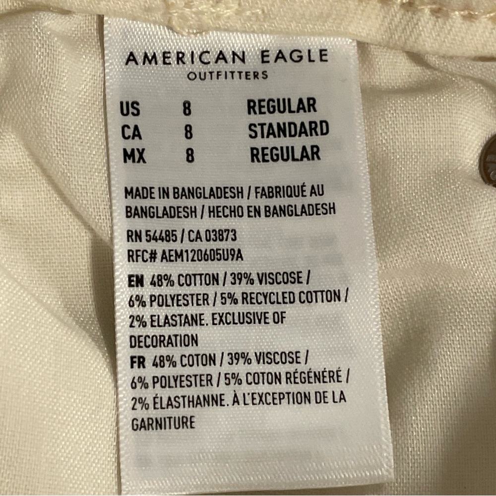 American Eagle Jeans Women's 8 Ivory Floral Super High Rise Flare Button Fly - Picture 3 of 9